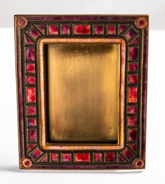 Tiffany Furnaces Art Deco Red Azurite Pattern Picture Frame & Blotter Ends