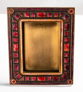 Tiffany Furnaces Art Deco Red Azurite Pattern Picture Frame & Blotter Ends