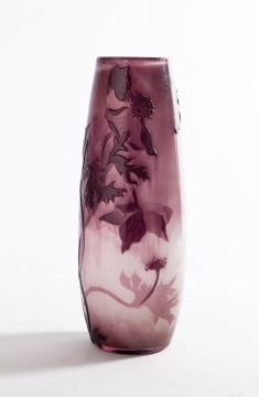 Galle Art Nouveau Fire-Polished Poppy Cameo Vase
