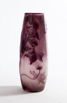 Galle Art Nouveau Fire-Polished Poppy Cameo Vase