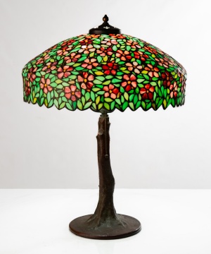 Handel / Unique Floral Lamp with Tree Trunk Base