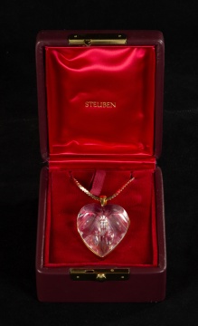 Steuben Gold Mounted Heart Necklace