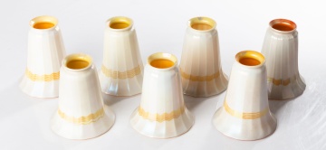 Seven Steuben Ribbed Gold Aurene on Calcite