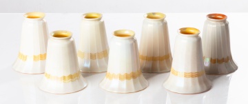 Seven Steuben Ribbed Gold Aurene on Calcite