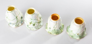 Two Heart & Vine and Two Pulled Feather and Vine Art Glass Shades