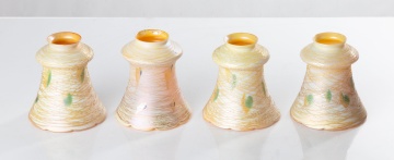 Four Lustre Aurene on Calcite Threaded Leaf Art Glass Shades