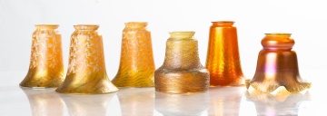 Six Decorated Art Glass Shades