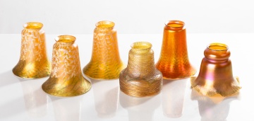 Six Decorated Art Glass Shades