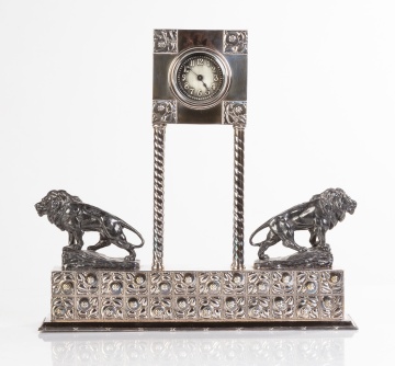 Austrian Secessionist Silver Plated Mantel Clock