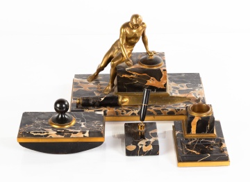 Art Deco Peter Behrens Gilt Bronze and Marble Desk Set