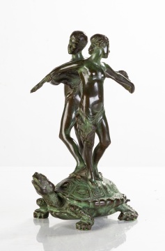 Karl Heinrich Gruppe (American, 1893-1982) Bronze Figural Flower Frog