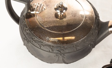 Wedgwood Black Basalt & Sterling Silver Tea Set