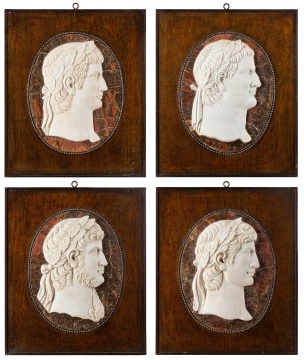 (4) Carrara Marble Profile Busts of Roman Emperors