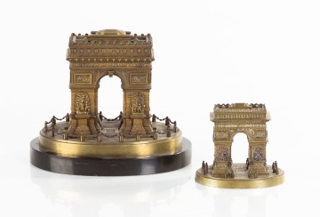 (2) 19th Century Grand Tour Gilt Bronze Arc De Triomphe Sculptures