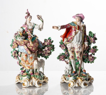 Pair of Chelsea Bocage Figure Groups of "The Shepherds"