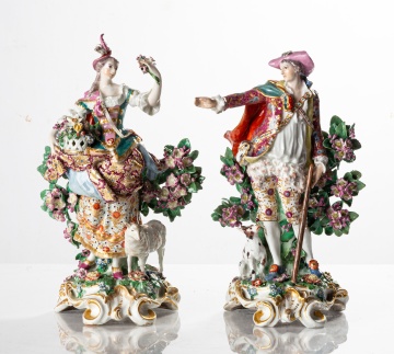 Pair of Chelsea Bocage Figure Groups of "The Shepherds"