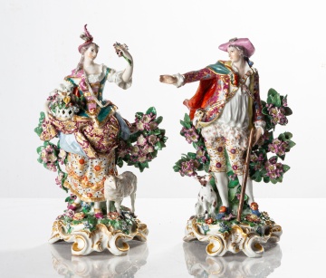 Pair of Chelsea Bocage Figure Groups of "The Shepherds"