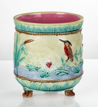 Majolica Bird with Water Lily Planter