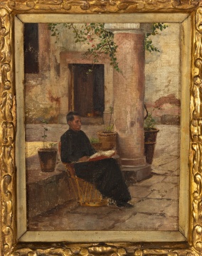 19th Century Continental Painting of Monk