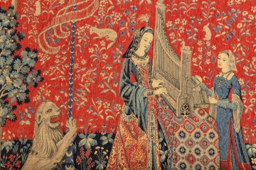 Dame A L'Orgue Organ French Wall Tapestry