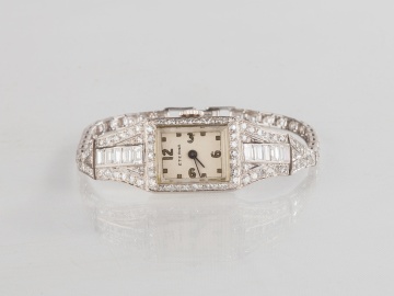 Ladies Eterna Art Deco Diamond & Platinum Watch
