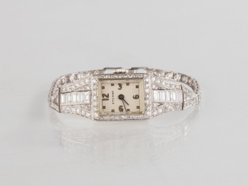 Ladies Eterna Art Deco Diamond & Platinum Watch