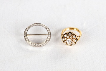 Ladies Diamond Cluster Ring & Brooch