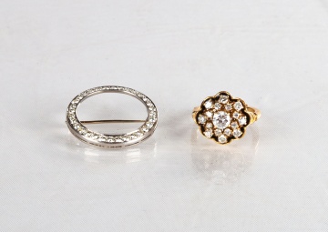 Ladies Diamond Cluster Ring & Brooch