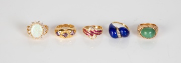 (5) Ladies Gold & Gemstone Rings