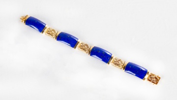 14K Gold and Hardstone Bracelet with Dragon Motif