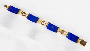 14K Gold and Hardstone Bracelet with Dragon Motif