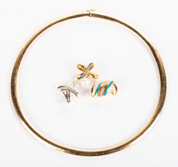 Ladies Omega Necklace & Three Slide Pendants