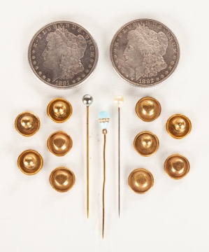 Morgan Silver Dollars, Pins and Studs