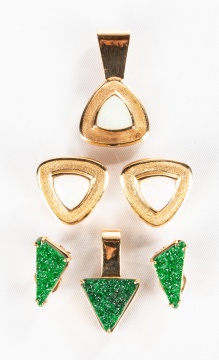 Two 14K Gold Earring Sets with Pendants