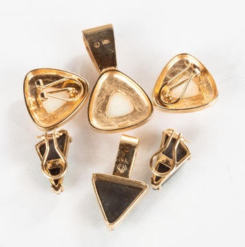 Two 14K Gold Earring Sets with Pendants