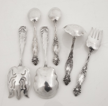 (6) Art Nouveau Sterling Silver Serving Pieces