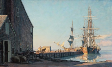 John Stobart (British, 1929-2023) "Straight Wharf, Nantucket"