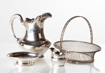 Sterling Silver Pitcher, Basket, Creamer & Compote