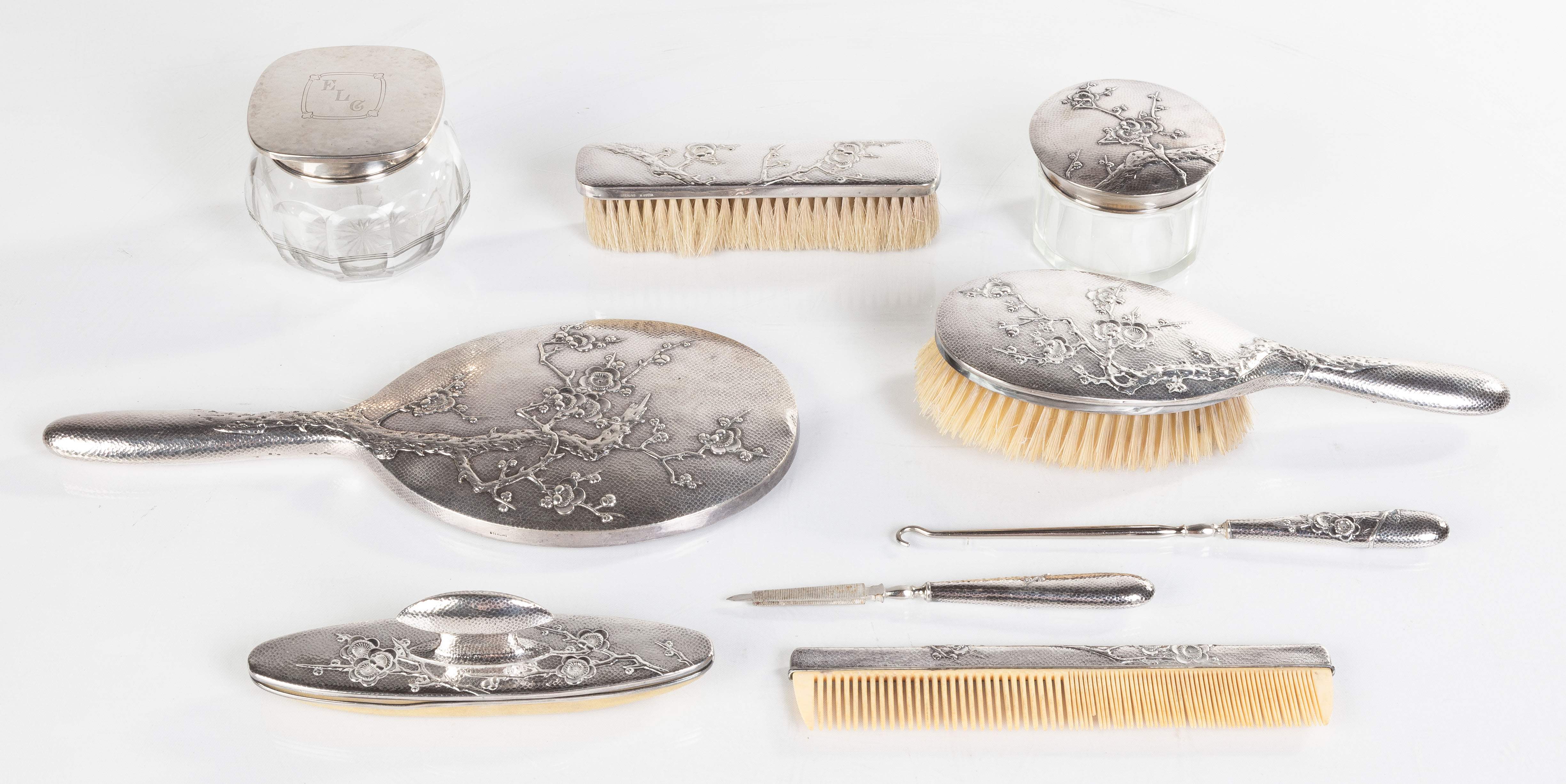 sterling silver dresser set Large American Sterling Silver Ladies Dresser or Vanity Set with Matching  Clock at 1stDibs