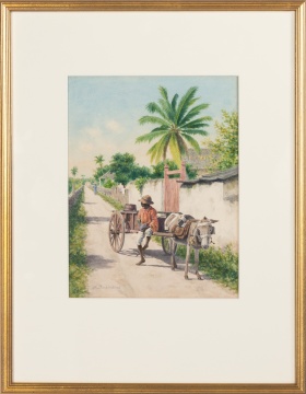 Armin Buchterkirch (American, 1859-1915) Street Scene, Bermuda, Bahamas
