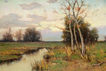 Arthur Hoeber (American, 1854-1915) "The Meadow at Sunset, 1893"