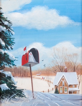 Dale William Nichols (American, 1904-1995) Winter Christmas Scene
