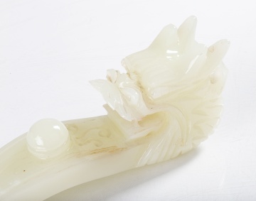 Chinese White Jade Dragon Scepter