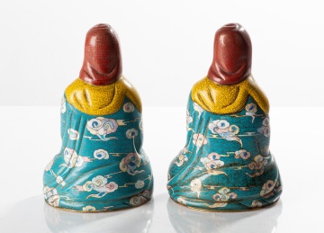 Chinese Cloisonne Pair of Seated Guanyin