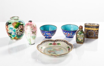 Chinese & Japanese Cloisonne Cabinet Pieces