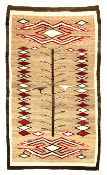 Vintage Navajo Weaving with Stylized Birds