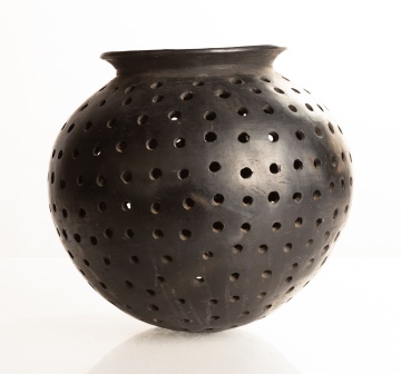 Native American Black Ware Perforated Pot