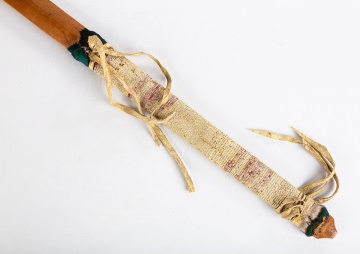 Catlinite Plains Pipe with Quill Wrapped Stem