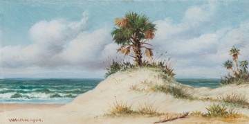 William Aiken Walker (American, 1838-1921) Beach Scene with Palm Tree