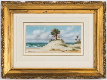 William Aiken Walker (American, 1838-1921) Beach Scene with Palm Tree